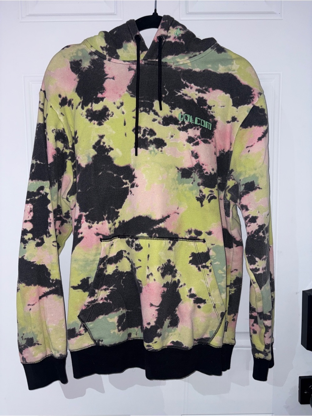 Volcom Men's Tie-Dye Crewneck Hoodie - Pink, Green, Black